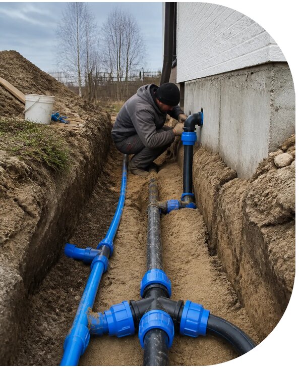 Монтаж наружного водопровода на участке под ключ в Астрахани